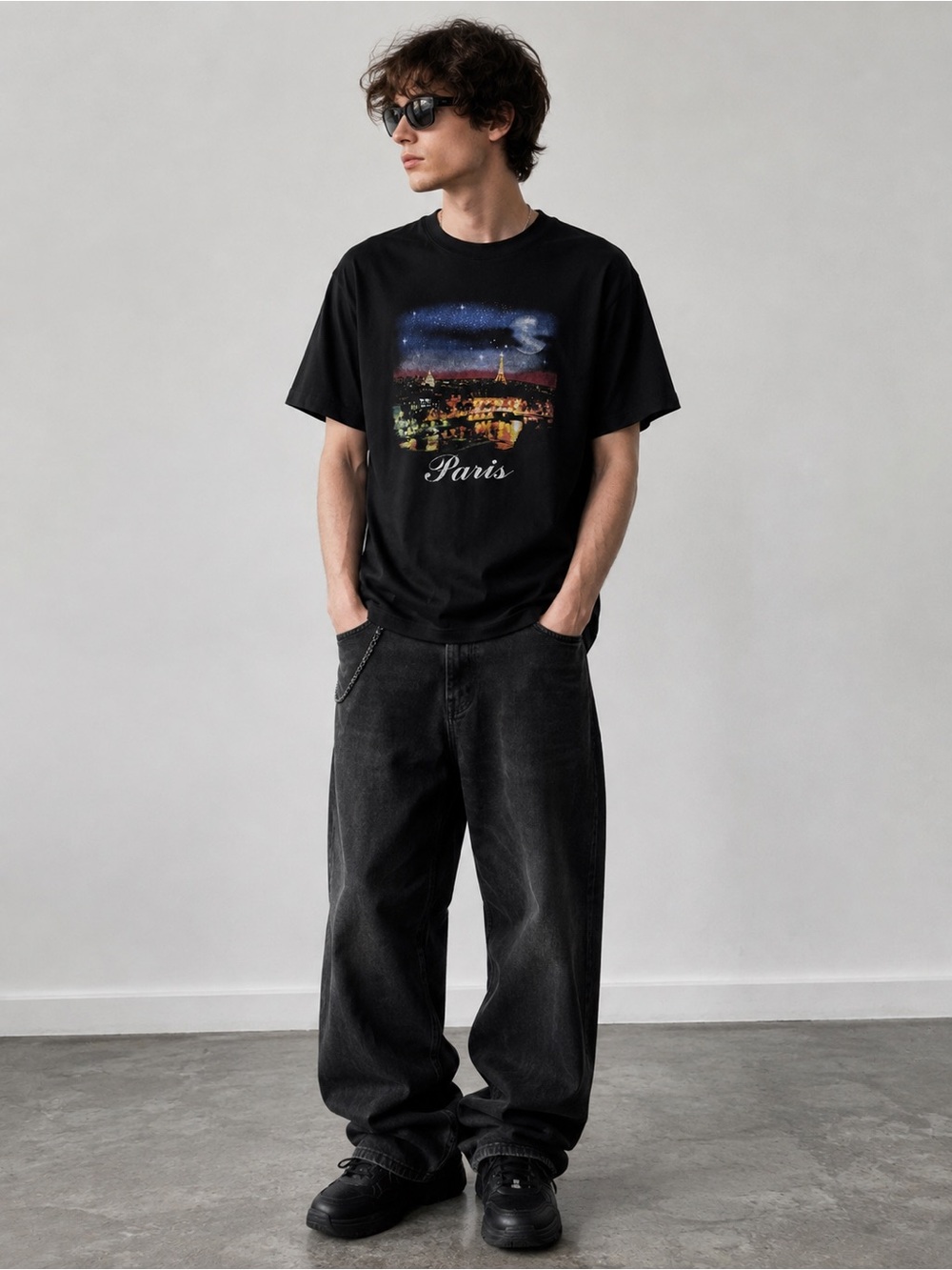 Balenciaga FW17 Paris Skyline Tourist Souvenir graphic fT-Shirt Black S unisex